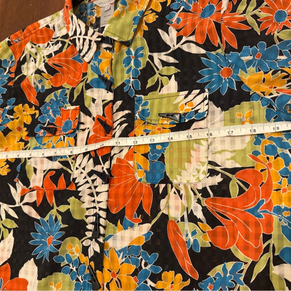 Multiples Tropical Floral Button-Down Bold 90s In… - image 4